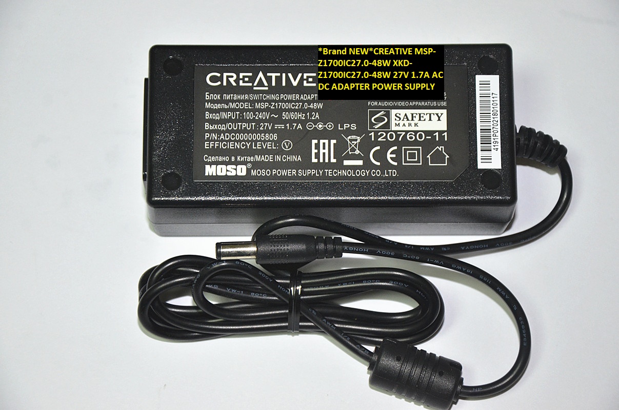 *Brand NEW*CREATIVE 27V 1.7A AC DC ADAPTER XKD-Z1700IC27.0-48W MSP-Z1700IC27.0-48W POWER SUPPLY